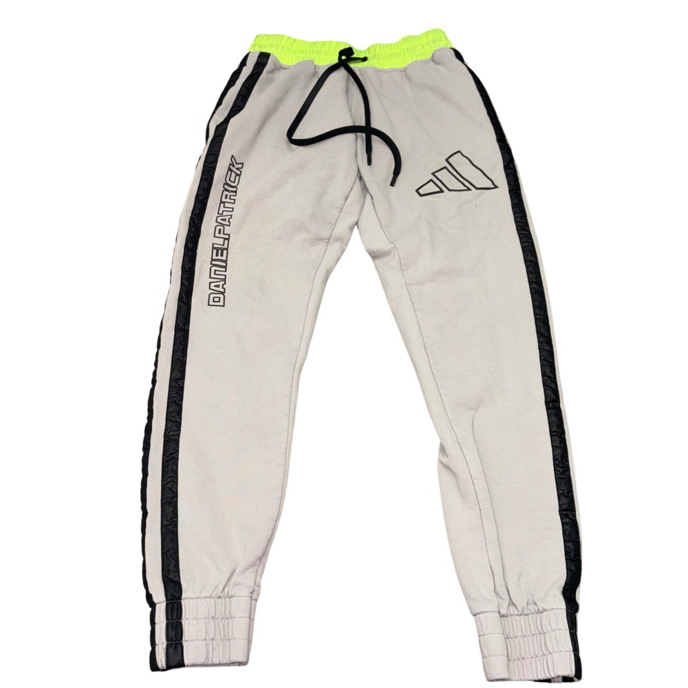 Adidas x Daniel Patrick Jogger Sweatpants Mens Medium Grey Neon Green Streetwear